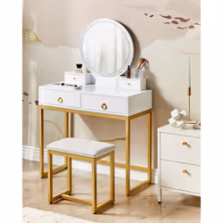 Dressing Table with Mirror and Stool AUXON LED White