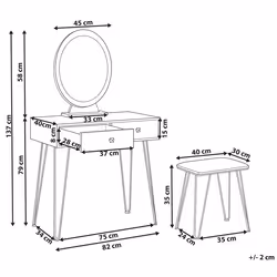 Dressing Table with Mirror and Stool CAEN LED White