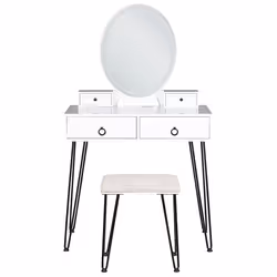Dressing Table with Mirror and Stool SOYE LED White