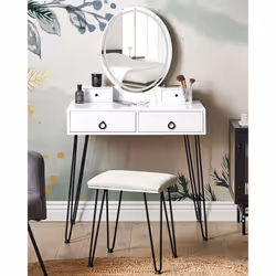 Dressing Table with Mirror and Stool SOYE LED White