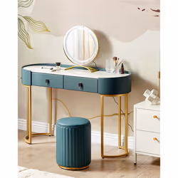 Dressing Table with Mirror and Stool VINAX LED Dark Green