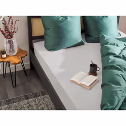 Fitted Sheet JANBU Cotton 160 x 200 cm Light Grey