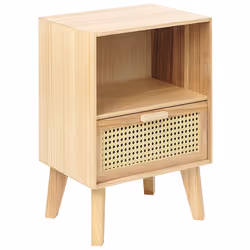 1 Drawer Bedside Table SENEY Paulownia Wood Light Brown