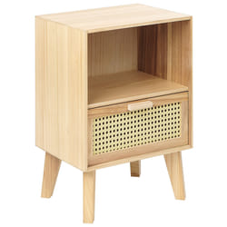 1 Drawer Bedside Table SENEY Paulownia Wood Light Brown