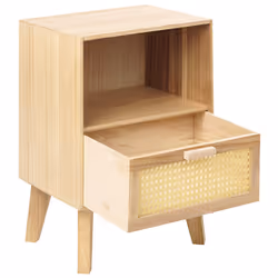 1 Drawer Bedside Table SENEY Paulownia Wood Light Brown
