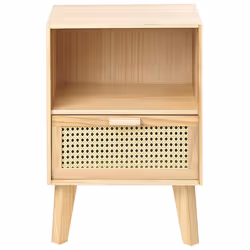 1 Drawer Bedside Table SENEY Paulownia Wood Light Brown - Additional view 4