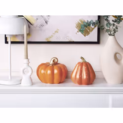 Set of 2 Figurines Pumpkin CHALKIDA Orange