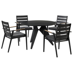 Garden Dining Set 4 Seater OLMETTO/TAVIANO with Cushions Metal Black