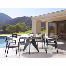 Garden Dining Set 4 Seater OLMETTO/TAVIANO with Cushions Metal Black