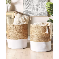 Set of 2 Baskets GAJAR Jute White