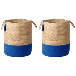 Set of 2 Jute Baskets Navy and Beige GAJAR