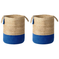 Set of 2 Jute Baskets Navy and Beige GAJAR