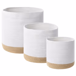 Set of 3 Baskets BASIMA Cotton White