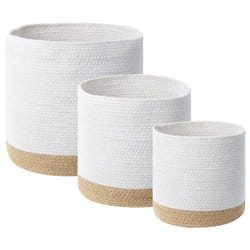 Set of 3 Baskets BASIMA Cotton White