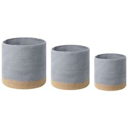Set of 3 Cotton Baskets Grey and Beige BASIMA