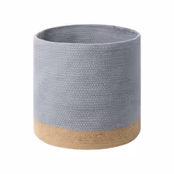 Set of 3 Cotton Baskets Grey and Beige BASIMA