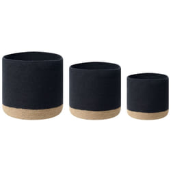 Set of 3 Cotton Baskets Black and Beige BASIMA