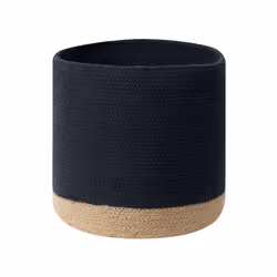 Set of 3 Cotton Baskets Black and Beige BASIMA