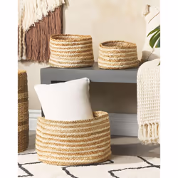 Set of 3 Baskets KAHU Jute Natural