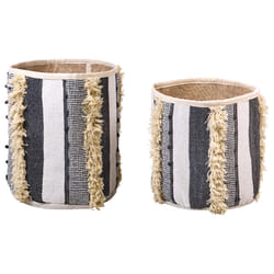Set of 2 Cotton Baskets Beige and Grey KOTKAI