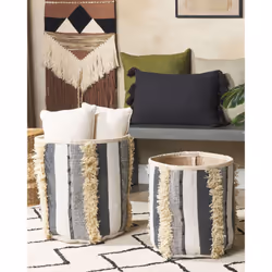 Set of 2 Cotton Baskets Beige and Grey KOTKAI