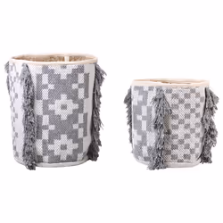Set of 2 Cotton Baskets Off-White and Grey KALAI