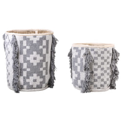 Set of 2 Cotton Baskets Off-White and Grey KALAI