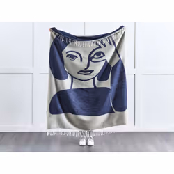 Blanket 130 x 170 cm Beige and Blue HALEDE