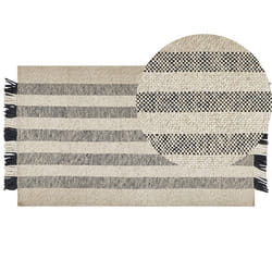 Wool Area Rug 80 x 150 cm Off-White and Black TACETTIN