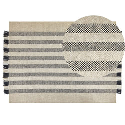 Wool Area Rug 140 x 200 cm Off-White and Black TACETTIN