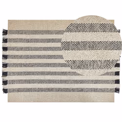 Wool Area Rug 160 x 230 cm Off-White and Black TACETTIN