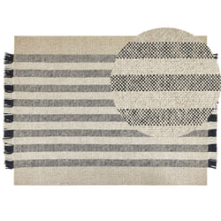 Wool Area Rug 160 x 230 cm Off-White and Black TACETTIN