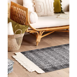 Wool Area Rug 80 x 150 cm Black and Off-White ATLANTI