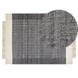Wool Area Rug 140 x 200 cm Black and Off-White ATLANTI