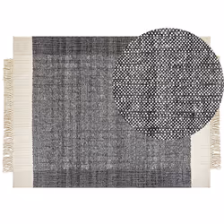 Wool Area Rug 160 x 230 cm Black and Off-White ATLANTI