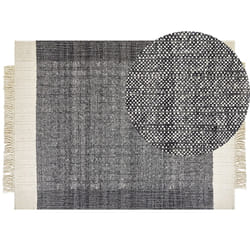 Wool Area Rug 160 x 230 cm Black and Off-White ATLANTI