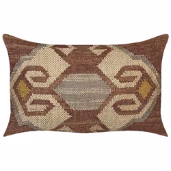 Jute Cushion Geometric Pattern 30 x 50 cm Multicolour URPAD