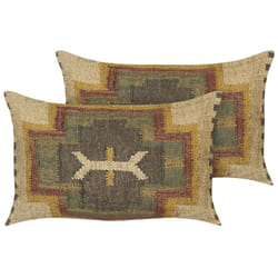 Set of 2 Jute Cushions Geometric Pattern 30 x 50 cm Multicolour PULICAT