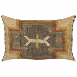 Set of 2 Jute Cushions Geometric Pattern 30 x 50 cm Multicolour PULICAT