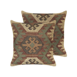 Set of 2 Jute Cushions Geometric Pattern 45 x 45 cm Multicolour CUMBUM