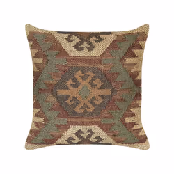 Set of 2 Jute Cushions Geometric Pattern 45 x 45 cm Multicolour CUMBUM