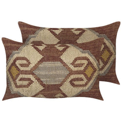 Set of 2 Jute Cushions Geometric Pattern 30 x 50 cm Multicolour URPAD