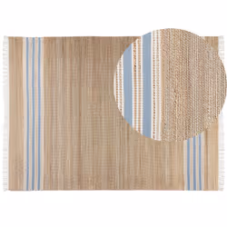 Jute Area Rug 160 x 230 cm Beige and Light Blue MIRZA