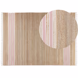 Jute Area Rug 160 x 230 cm Beige and Pastel Pink MIRZA