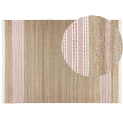 Jute Area Rug 160 x 230 cm Beige and Pastel Pink MIRZA