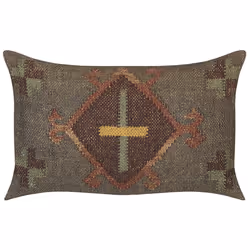 Set of 2 Cushions KATORA Jute 30 x 50 cm Green Oriental Pattern