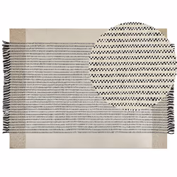 Wool Area Rug 160 x 230 cm Beige and Black DIVARLI