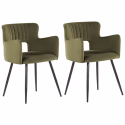 Set of 2 Dining Chairs SANILAC Velvet Olive Green