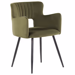 Set of 2 Dining Chairs SANILAC Velvet Olive Green
