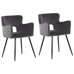 Set of 2 Dining Chairs SANILAC Velvet Dark Grey